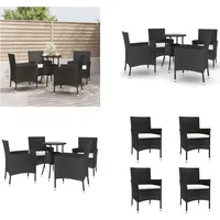 vidaXL 5 tlg. Garten Bistro Set mit Kissen Schwarz Poly Rattan - Garten Bistro Set - Garten Bistro Sets - Bistro Set - Gartenmöbel Set - Schwarz