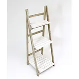 Dekoleidenschaft FRANK FLECHTWAREN Klapp-Regal aus Holz im Shabby Style, weiß/braun, 3 Böden, Blumentreppe, Pflanzenregal