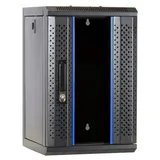 DSIT 9 HE, 10” Serverschrank mit Glastür (BxTxH) 312x310x486mm - Schwarz - für Zuhause und im Büro