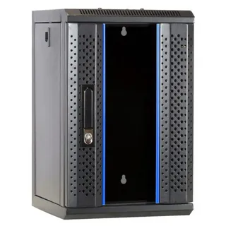 DSIT 9 HE, 10” Serverschrank mit Glastür (BxTxH) 312x310x486mm - Schwarz - für Zuhause und im Büro