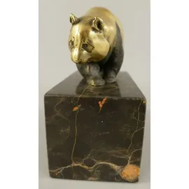 demotex gmbh Casa Padrino Bronze Skulptur Panda Bär Gold / Schwarz 13 x 7 x H. 15 cm - Bronzefigur - Dekofigur - Schreibtisch Deko Accessoires