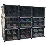 AUFUN Schuhregal Schuhboxen Stapelbar Schuh-Organizer Schuhbox Schuhschrank, Packung schwarz 122 cm x 93 cm x 32 cm