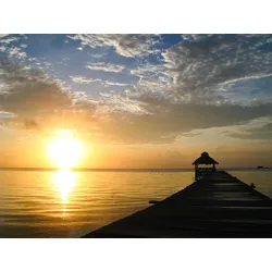 Fototapete PAPERMOON "Sunburst over Belize", bunt (mehrfarbig), B:5m L:2,8m, Vlies, Tapeten