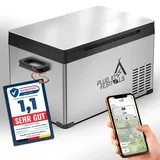 PLUG IN FESTIVALS elektrische Kühlbox - 2 Fächer Kompressor Kühlbox 12v 230v - bis -20 Grad & App-Steuerung - Gefrierbox Auto & Camping - DUAL Ice Cube elektrisch (23 Liter)