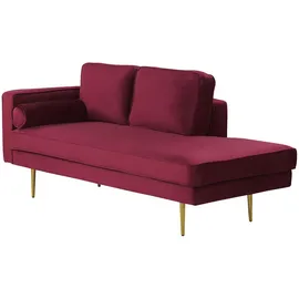 Beliani Chaiselongue Gold, Rot, Textil, 171x63x79 cm Wohnzimmer, Sessel, Relaxliegen