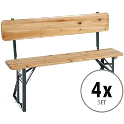 Stagecaptain BBB-119 Hirschgarten Bierzeltbank mit Lehne 119 cm Natur 4x Set
