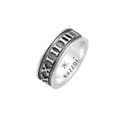 KUZZOI Herren Bandring Römische Zahlen 925 Silber Herrenschmuck   8 mm