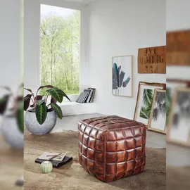 FineBuy Sitzwürfel Leder Ottomane Sitzhocker Hocker braun Polsterhocker