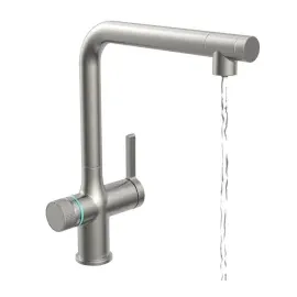 Schütte AQUASTAR PREMIUM Sprudelwasser-Spültischarmatur mit Kühl- und Filtersystem, 3 Wege Küchenarmatur, Osmose Wasserhahn, Küchenarmatur mit Wasserfilter gegen Kalkrückstände, Edelstahl