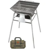 Campingmoon Holzkohlegrill, zusammenklappbar, aus Edelstahl, Typ MT-5