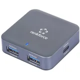 Renkforce RF-USBH-480 4 Port USB 3.2 Gen 1-Hub (USB 3.0) USB-A, USB-C® mit Aluminiumgehäuse Grau