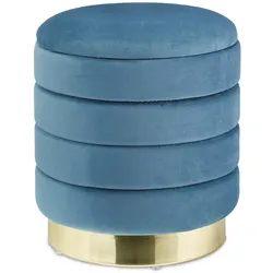 Relaxdays Samthocker mit Stauraum, rund, Hocker Samt, eleganter Polsterhocker, HxD: 43,5x39 cm, Sitzhocker, petrol/gold