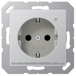 Jung SCHUKO-Steckdose mit LED-Orientierungslicht und Helligkeitssensor (aluminium)
