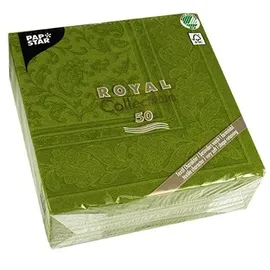 Papstar 50 Servietten "ROYAL Collection" 1/4-Falz 40 cm x 40 cm limonengrün "Casali",