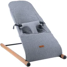 Childhome Soft Babyschaukel Schaukelstuhl Säugling Bezug waschbar gepolsterter Gurt, Jersey grau Holz Stahl, max. 9kg Bxlxh 46x74x56 cm