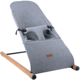 Childhome Soft Babyschaukel Schaukelstuhl Säugling Bezug waschbar gepolsterter Gurt, Jersey grau Holz Stahl, max. 9kg Bxlxh 46x74x56 cm