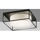 meineWunschleuchte Deckenleuchte eckig groß mit Leinen Stoffschirm Beige