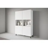 INOSIGN Highboard »PHUKET«, (1 St.), Moderne Hochkommode ohne Griffe mit 10 Fächern, Breite 120 cm, weiß