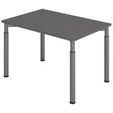 HAMMERBACHER YS12 höhenverstellbarer Schreibtisch grafit rechteckig, 4-Fuß-Gestell grau 120,0 x 80,0 cm