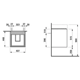 Laufen LANI für Kartell Waschtischunterbau, 2 Schubladen, 435x450x515mm, inklusive Ordnungssystem, H4039221122611, Farbe: Weiß glänzend