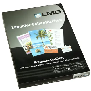 LMG Laminierfolien Credit Card, 54 x 86 mm, 2 x 175 mic, 100 Stück