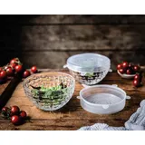 Nachtmann 2er Schalen-Set inkl. Deckel, Glasschalen, Rund, Ø 15 cm, Kristallglas, Silikon, Bossa Nova, 103578