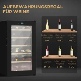 Homcom Weinkühlschrank 65 L Getränkekühlschrank für 24 Flaschen, 5-20°c, Schwarz