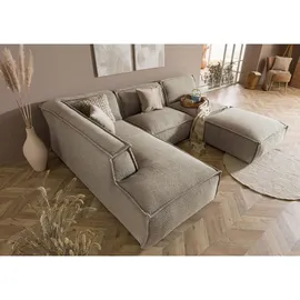 MASSIVMOEBEL24.DE Ecksofa, inkl. Hocker 285x220x79 Polyester taupe RAVENNA