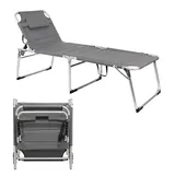 Alu Gartenliege XXL - grau - Sonnenliege 150 Kg extra breit Relax Liege Strand