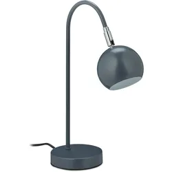Relaxdays Schreibtischlampe, Metall Tischlampe, schwenkbarer Schirm, G9 Fassung, Tischleuchte Büro & Arbeitszimmer, grau