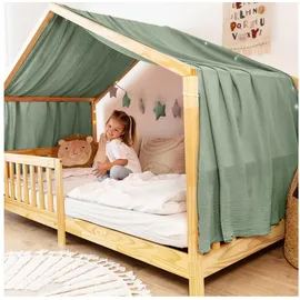 lilimaus Hausbett Himmel [in 12 Farben] Betthimmel Hausbett aus 100% Baumwolle Musselin - Stoffhimmel für Hausbett Deko Mädchen & Jungen - Himmel für Hausbett Kinder - Bett Vorhang Kinderbett