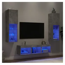 vidaXL 5-tlg. Wohnwand mit LED-Beleuchtung Betongrau Holzwerkstoff