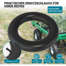 Wiltec Standard Schlauch für Reifen Größe 4,00-8, bis 160 kg Traglast, mit geradem Ventil TR13