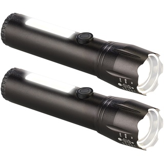 2er-Set 2in1-Akku-LED-Taschenlampen mit COB-LED-Arbeitsleuchte