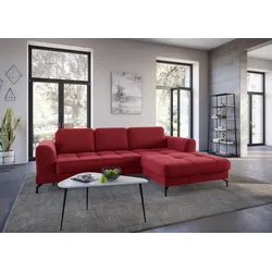 Ecksofa SIT & MORE "Bendigo L-Form", rot, B:284cm H:84cm T:175cm, Sofas, inklusive Sitztiefenverstellung, Bodenfreiheit 12 cm, in 2 Fußfarben