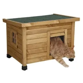 Kerbl Katzenhaus Rustica Holz 57x45x43 cm Braun/Grün
