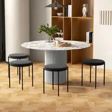 Esszimmerhocker Aus Metall Schwarz Stapelbar, Gepolsterte Sitzflaeche In Samtoptik, 41,5 X 41,5 X 46 Cm
