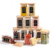 luxuskollektion Gewürzgläser Bambusdeckel 250ml - Quadratische Gewürzflaschen