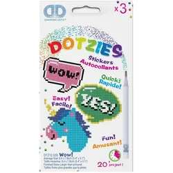 DIAMOND DOTZ® Original Diamond Painting Sticker Set „WOW“ 3 glitzernde Aufkleber