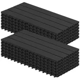 Woltu WPC-Fliesen, 12 St., Terrassendielen Holz-Optik 30x60cm mit klicksystem schwarz
