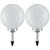 ETC Shop Solarleuchte Kunststoff 25x65 cm 2er Set weiß/silber