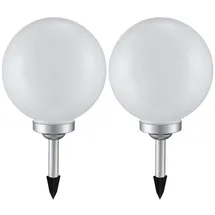 ETC Shop Solarleuchte Kunststoff 25x65 cm 2er Set weiß/silber
