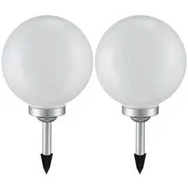 ETC Shop Solarleuchte Kunststoff 25x65 cm 2er Set weiß/silber