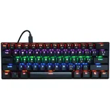 Gaming-Tastatur 61 Tastatur Kabelgebundene mechanische Tastatur LED-beleuchtete Gaming-Tastatur mit blauem Schalter für Computer