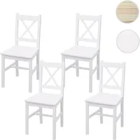 Mendler 4er-Set Esszimmerstuhl HWC-F77, Lehnstuhl Küchenstuhl Stuhl, Massiv-Holz Landhaus