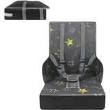 HENGMEI Sitzerhöhung Stuhl Essstuhl Baby Hochstuhl Tischsitz Stuhlkissen Kinder Babysitz Sitzkissen Stuhl mit Verstellbar Sicherheitsgurt SitzerhöHung, Grau