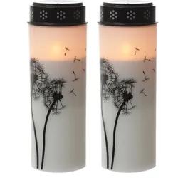 LED Grablichter/Grabkerzen Pusteblume - bis 2500 Stunden - H: 21cm, D: 7cm - Tim...
