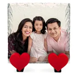 AMAZING Personalisierte Quadratische Benutzerdefiniert Plakette mit Ihrem Eigenen Foto und Text mit Herzständer - Größe 10x10 cm