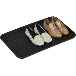 Relaxdays Relaxdays Schuhabtropfschale groß, mit Profil, für Flur, Schrank, Auto, Schuhwanne gegen Schmutz HBT 3x60x40 cm, schwarz