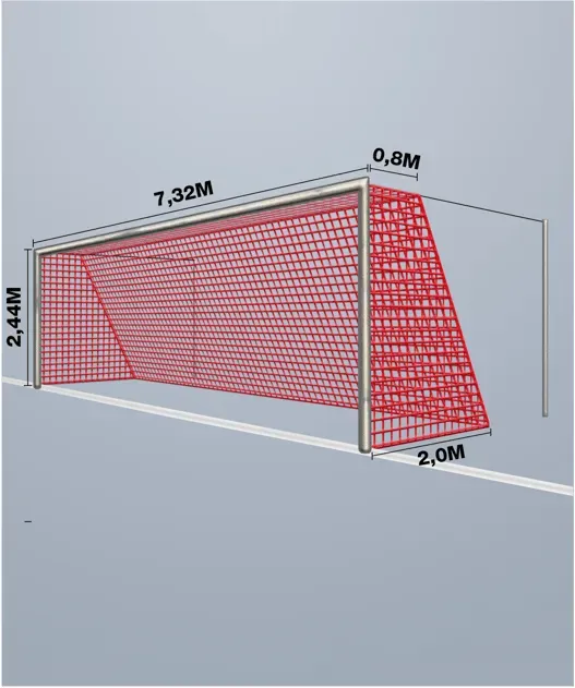 Cawila Tornetz 7,50x2,50m | Tiefe 0,8x2,0m | Maschenweite 12cm | Stärke 4mm | rot